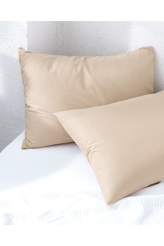 Madame Coco Manon %100 Pamuk Ranforce Düz Yastık Kılıfı Seti - Koyu Bej - 50x70 Cm 8684427294239 Çok Renkli