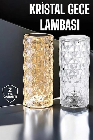 Gece Lambası Kristal Lamba Dokunmatik Şarjlı Hediyelik .