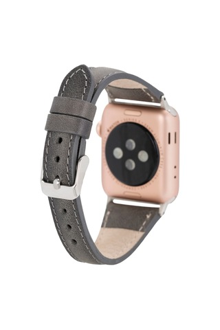 Bloomband Signature Stone Gray Leather Apple Uyumlu Watch Band - 44/45/46/49mm