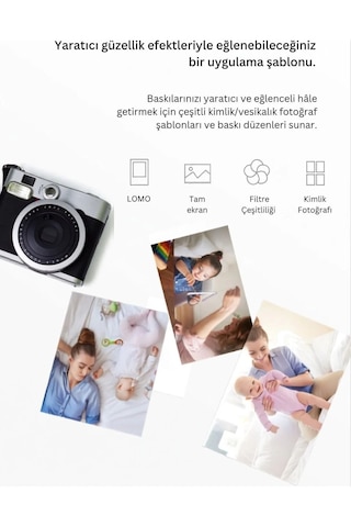 Dossimo Hanin Taşınabilir Kablosuz Mini Fotoğraf Yazıcı Bluetooth Anında Baskı 5 Adet Fotoğraf Kağıdı li Beyaz