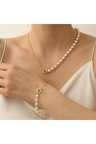 925 Ayar Gümüş Tatlı Su İncisi Set-7.50mm