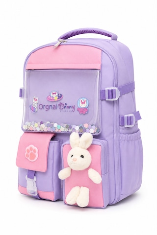 Quovo Kawaii Kore Tarzı Ergonomik Özel Tasarım Okul Çantası Kız Erkek İlkokul,ortaokul,lise Lila