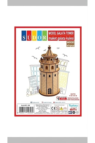 Wood Ahşap Kendin Yap Maket Galata Kulesi 100 X 100 X 230 Mm