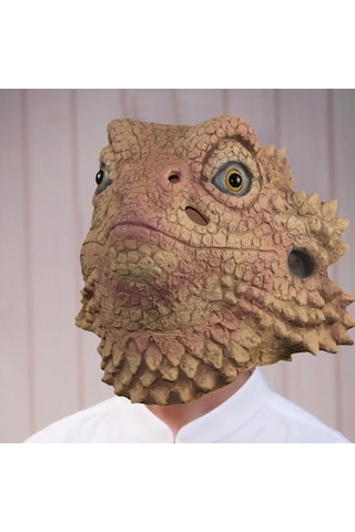 Trendooze Taklit Partisi Maskesi Maskesi Kostüm Kertenkele Kafa İçin Hayvan Fantezi Elbise Cadılar Bayramı Ex