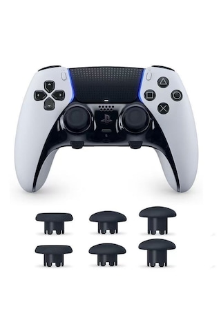 Ps5 Edge Uyumlu Profesyonel 6'sı 1 Arada Değiştirilebilir Analog Topuz Seti - Farklı Boyut Ve Yüzey Seçenekli Joystik Mantar Başlık Siyah