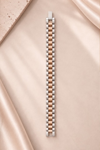 Valmont 19,5 Cm Silver/rose Gold İki Renkli Erkek Çelik Bileklik Mavi-gümüş