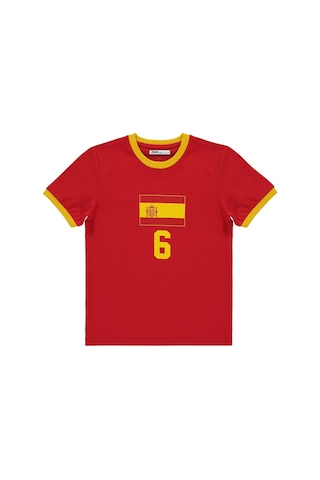 Civil Boys Spain Baskılı 2'li 10-13 Yaş Takım - Pamuk Forma - Kırmızı