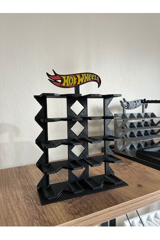 Hot Wheels Uyumlu 10 Araçlık Stand 1/64 Siyah Renki Logolu
