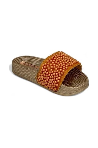 Pienn 20037-006 Anatomik Fashion Taşlı Kadın Terlik Bronz
