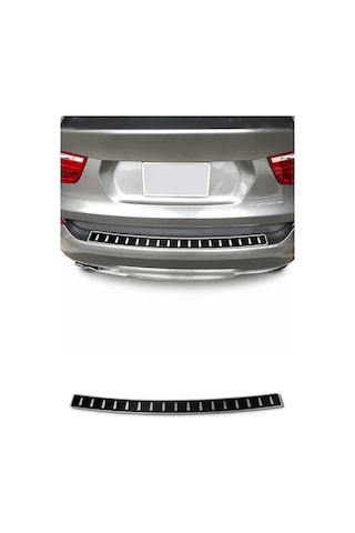 Bmw X3 F25 2010-2017 Uyumlu Arka Tampon Eşiği Krom-karbon Folyolu
