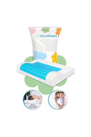 Viscofoam Terletmeyen Boyun Destekli Ortopedik Yastık Jelli Visco Yastık - 57x37x10-7cm