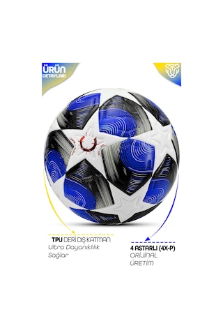 Pro-serisi Futbol Topu Şampiyonlar Ligi Lazer Kesim Pompa Dahil Halı Saha Maç Futbol Topu Mavi 520