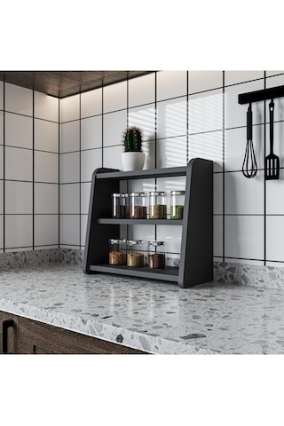 Alpa Ev Mobilya 3 Katlı Tezgah Üstü Organizer, Modern Mutfak Rafı Ve Çok Amaçlı Düzenleyici Antrasit