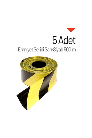 5 Adet Emniyet Şeridi Sarı-siyah 500 M, İkaz Bandı, Güvenlik Şeridi-4116