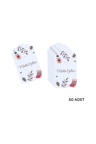 Yılbaşı Mutlu Yıllar Yazılı Hediye Etiketi, Çorap Temalı Paketlem