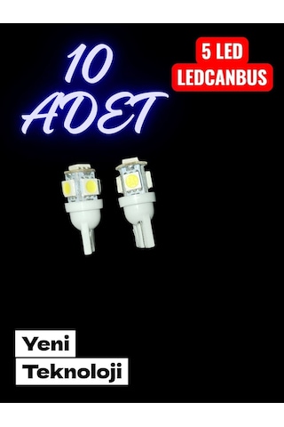 T10 Led Beyaz Park Ampülü 10 Adet Canbus