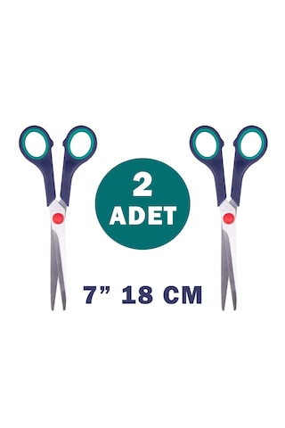 2 Adet Makas 18 Cm Paslanmaz Çelik Kağıt Kumaş Makası 7"