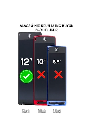Çizim Tableti 12inç Eğitici Çocuk Tableti Grafik Tablet Dijital Kalemli Ekran Yazı Tahtası Kırmızı