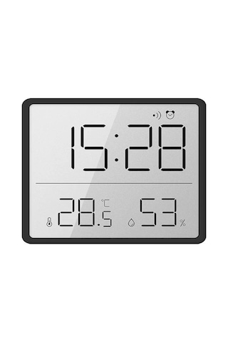 Hpytech Mıknatıslı Dijital Mini Saat Lcd Ekran, Sıcaklık Ve Nem Siyah
