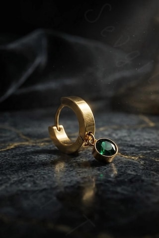 Yeşil Kristal Taşlı Gold Renk Çelik Küpe Sallantılı Minimal Zarif Küpe Kadın Küpe Karma Serisi 6444161
