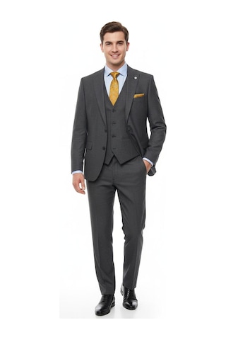 Presto Erkek Slimfit 6 Drop Yelekli Takım Elbise Siyah 794-001 Siyah
