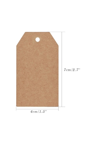 100 Paket Kraft Kağıt Hediye Etiketi, 4cm X 7cm, Burl'lu Askılı E