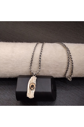 925 Ayar Gümüş Ay Yıldız Detaylı Kolye Ucu -şık Tasarım Zincirsiz Gümüş