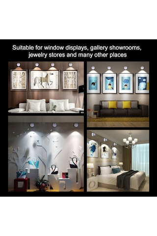 Vkemall Tl005-sın Pilli Led Spot Işık 2 Lümp+2 Kumanda - Uzaktan Kontrol, 200 /350 Döner, 4 Seviye Parlaklık - Sergi, Şarap Dolabı, Mükemmel Işıklandırma Diğer