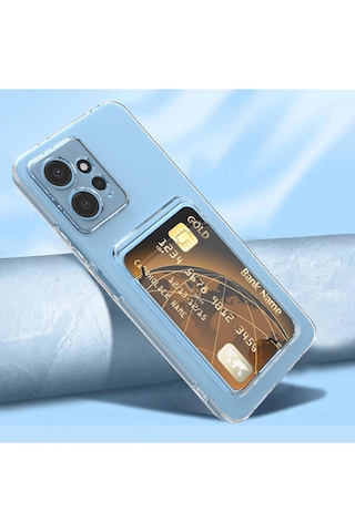 Goocamp Redmi Note 12 5g Kılıf Kartlıklı Şeffaf Setra Clear Silikon Kapak - Renksiz Renksiz