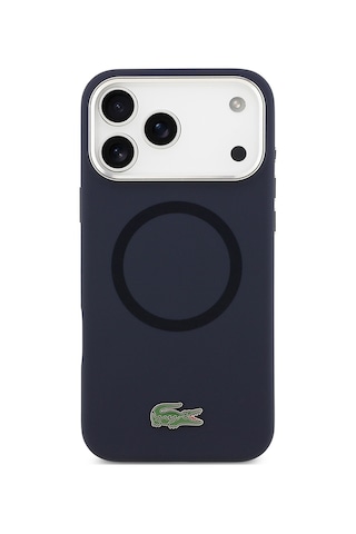 Apple Uyumlu iPhone 17 Pro Max Kılıf Lacoste Lisanslı M-safeli İkonik Metal Kamera Çerçeveli Silikon Kapak Lacive Lacivert