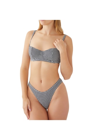 Good American Gingham Desenli Bikini Altı Siyah Gingham