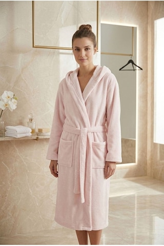 Rashell Welsoft Kapüşonlu Peluş Bornoz Pembe