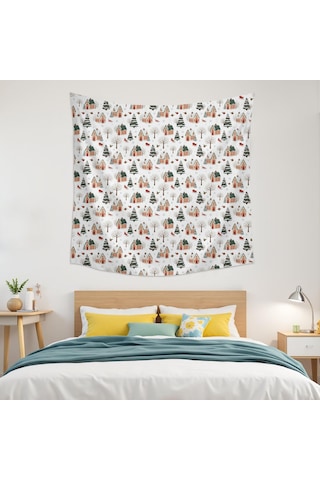 Noel Desenli 59x59 İnç Kare Duvar Halısı, Oturma Odası, Yatak Odası Ve Genç Odası İçin-a171