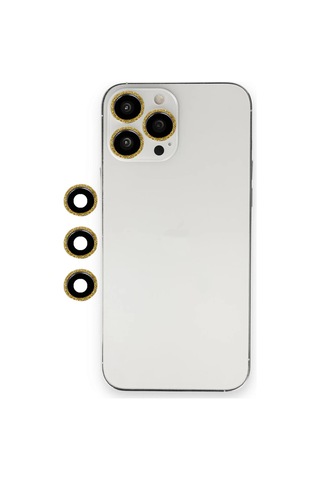 Apple Uyumlu iPhone 12 Pro Shine Kamera Lens - Gold Diğer