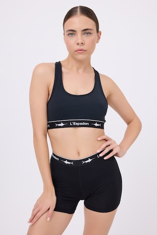 Athleshorts Yüksek Bel Kadın Uzun Boxer Şort-3271 Siyah