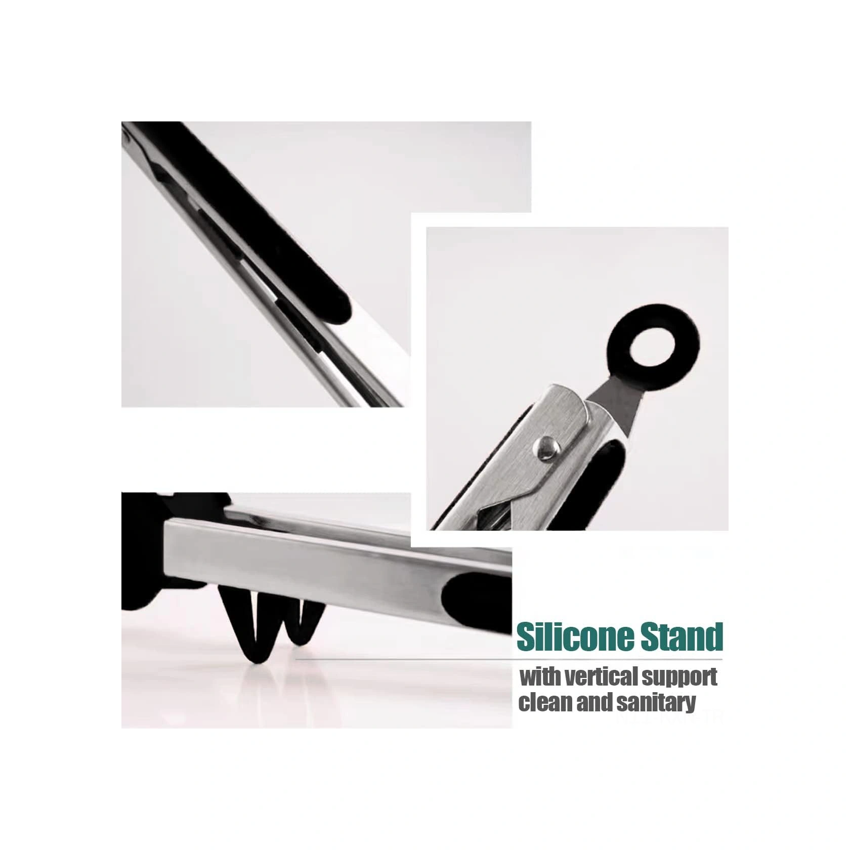 Kosona 3'lü Siyah Silikon Uçlu 23cm Paslanmaz Çelik Mutfak Makasları - Barbeque, Makarna, Salata İçin Çok Renkli