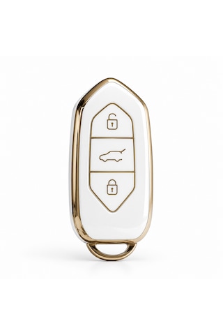 Autohan Keys Togg T10x T10f Akıllı Anahtar Kılıfı, 3 Tuşlu, Nano Koruma Beyaz-altın