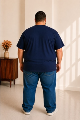 Sngl Tekstil Erkek Büyük Beden Kısa Kollu Umman Bayrak Baskılı Tişört 3xl 4xl 5xl 6xl 7xl 8xl 9xl Lacivert