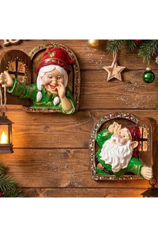 Yılbaşı Fenerli Cam Cüceleri Çifti Noel O114 2 Li