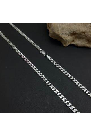 Bir Gümüş Aşkı 925 Ayar Gümüş Gurmet Erkek Zincir Kolye 3.8 MM
