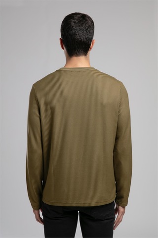 Lee Cooper Wayne Erkek O Yaka Sweatshirt Haki-21033 Haki
