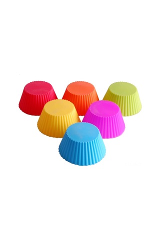 Vkemall 24'lü Tekrarlı Kullanım Silikon Pasta Kalıbı - Cupcake Ve Muffin İçin 6 Renk Her Renk 4 Adet Çok Renkli