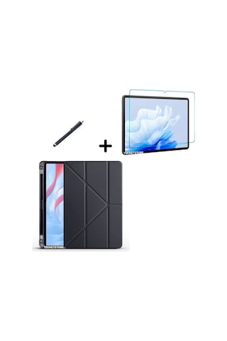 Honor Pad X9 11.5 İnç Uyumlu Kalem Bölmeli Standlı Silikon Kılıf + Ekran Koruyucu + Kalem 3'lü Set Kılıf