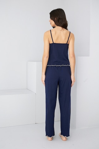 Siyah İnci İp Askılı Örme Pijama Takım 7883 Lacivert