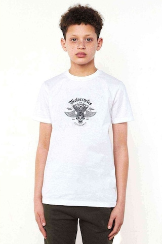Qivi American Motor Wild Rides Baskılı Unisex Çocuk Beyaz Tshirt