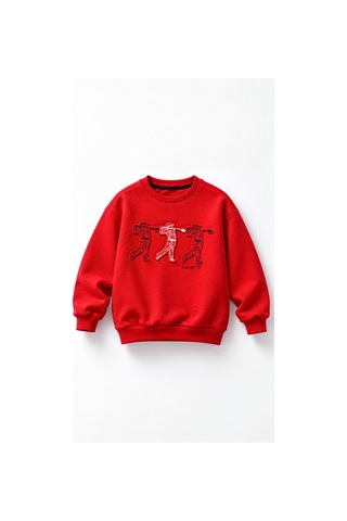 Overdo Kids Erkek Çocuk Kabarma Baskılı 2ip Sweatshirt Kırmızı