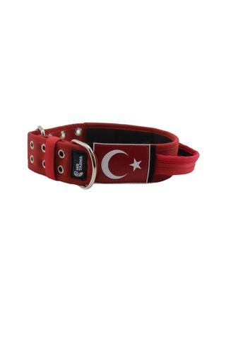 Mg Tasma İsimli Bayraklı Elcikli Yumuşak Köpek Boyun Tasması Kırmızı XL Kırmızı