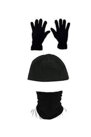 Siyah Polar Bere Boyunluk Eldiven 3'Lü Set