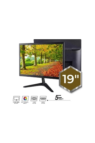 19 Inç Hoparlörlü Led Monitör Hdmı Vga Girişli, 60hz, 5ms, 12v Adaptörlü Kamera Ekranı