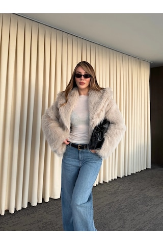 Laluvia Bej Kürk Mont - 9679 Bej